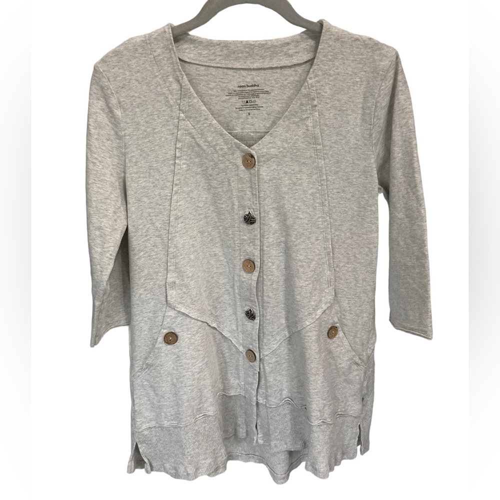 Neon Buddha Button Down Cardigan‎ Sweatshirt